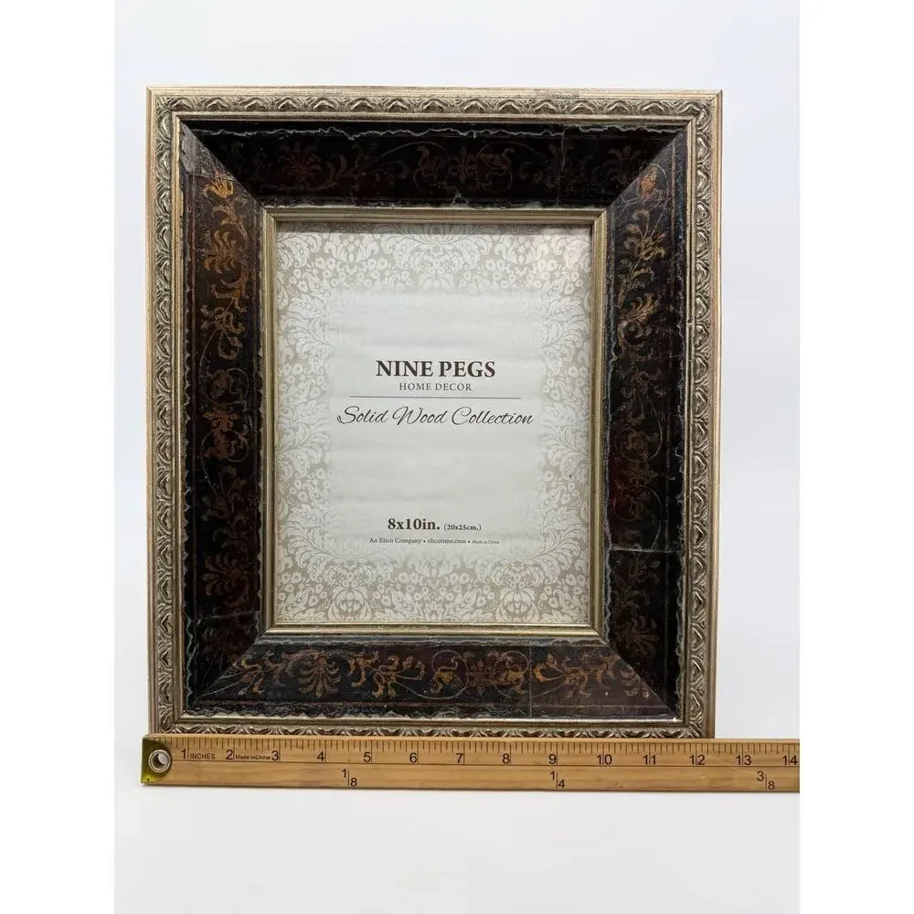 Nine Pegs 8x10 Photo Frame Solid Wood Ornate Decorative 4.28 lb